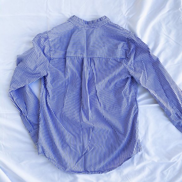 J Crew Ruffled Striped Button Up Shirt - Picture 3 of 4